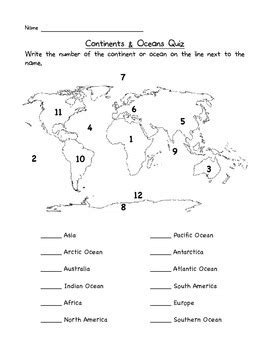 Continents And Oceans Quiz Printable